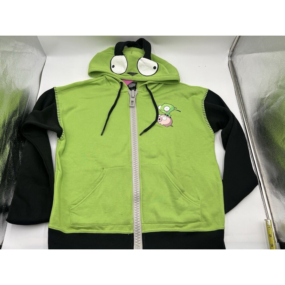 Hot Topic Invader Zim Gir Hoodie unisex Large Green Cotton Blend Zip Up Costume